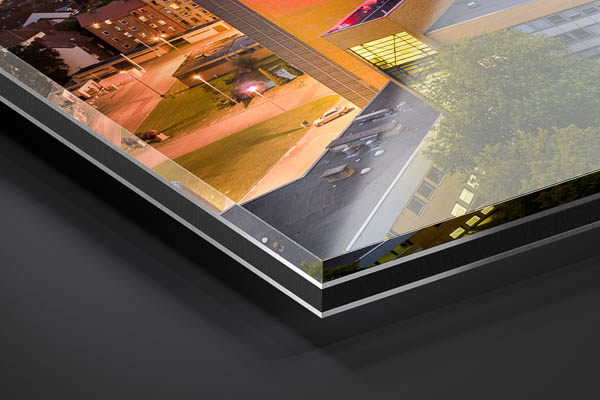 Acrylic Glass - Sunset skyline of Hannover