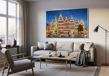 Wandbild | Grote Markt in Antwerpen bei Nacht