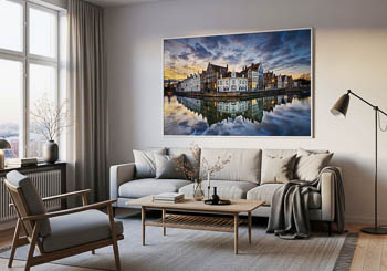 Wandbild | Sonnenuntergang in der Altstadt von Brügge