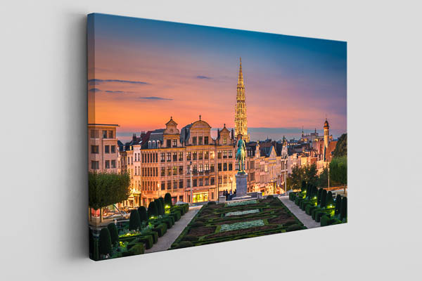 Leinwand | Sonnenuntergang in der Altstadt von Brüssel