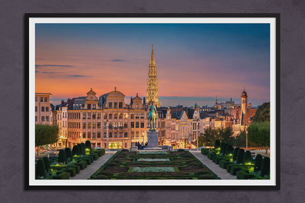 Poster / Kunstdruck | Sonnenuntergang in der Altstadt von Brüssel