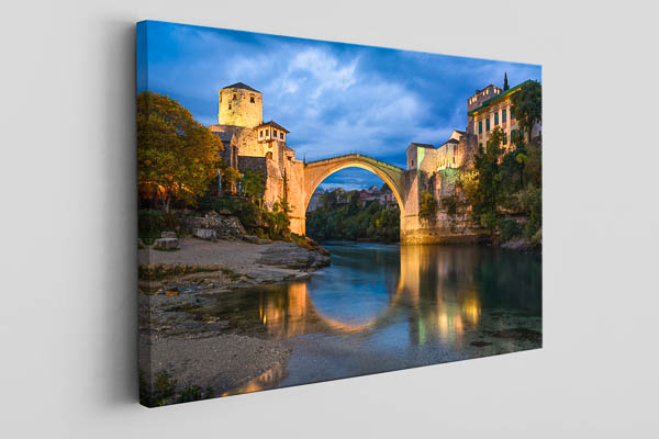 Canvas | Old Bridge at night in Mostar