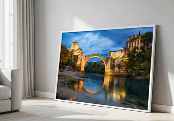 Wandbild | Alte Brücke bei Nacht in Mostar
