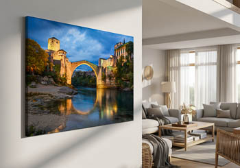 Wandbild | Alte Brücke bei Nacht in Mostar