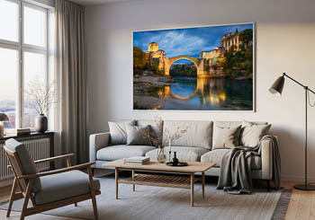 Wall Art | Old Bridge at night in Mostar