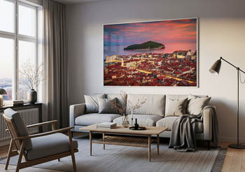 Wandbild | Altstadt von Dubrovnik zum Sonnenuntergang