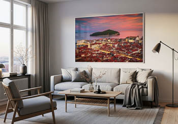 Wandbild | Altstadt von Dubrovnik zum Sonnenuntergang