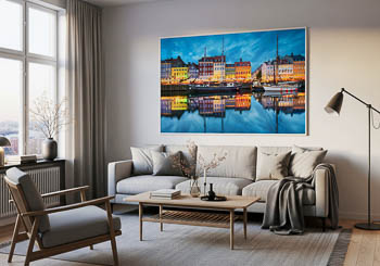 Wandbild | Nyhavn in Kopenhagen bei Nacht