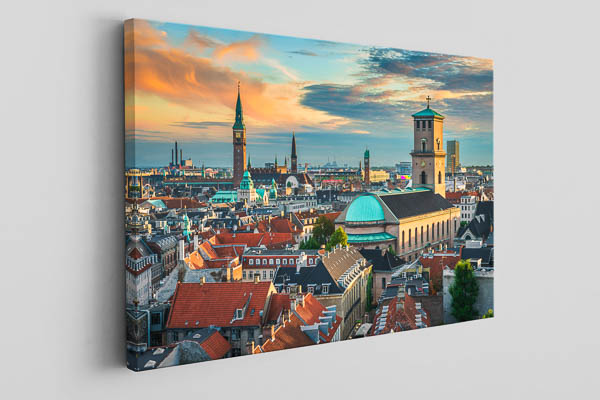 Leinwand | Skyline von Kopenhagen bei Sonnenuntergang