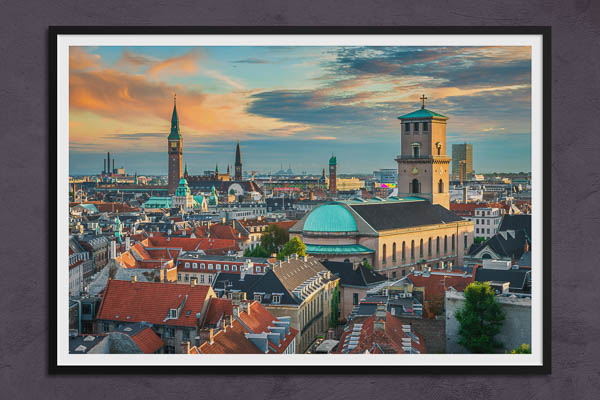 Poster / Kunstdruck | Skyline von Kopenhagen bei Sonnenuntergang