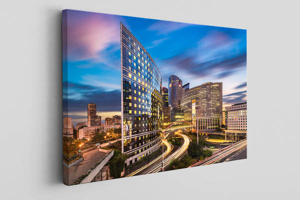 Leinwand | La Defense in Paris bei Nacht