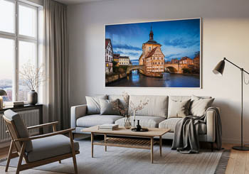 Wandbild | Altes Rathaus von Bamberg bei Nacht