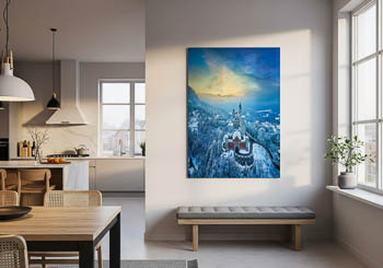 Wandbild | Schloss Neuschwanstein an einem Winterabend