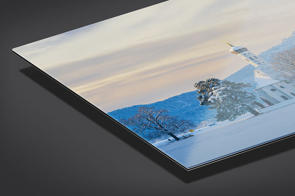 Acrylic Glass | St. Coloman church and Alps in Bavaria during winter