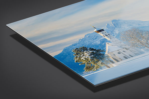 Acrylic Glass | St. Coloman church and Alps in Bavaria during winter