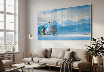 Wall Art | St. Coloman church and Alps in Bavaria during winter