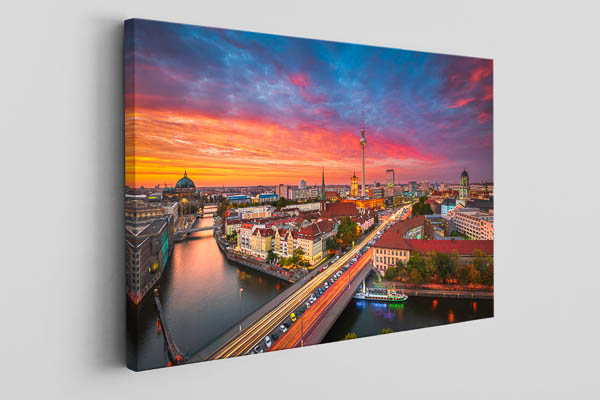 Leinwand | Skyline von Berlin zum Sonnenuntergang