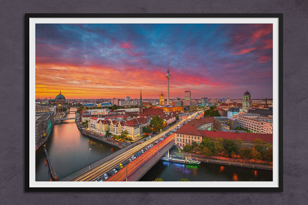 Poster / Kunstdruck | Skyline von Berlin zum Sonnenuntergang