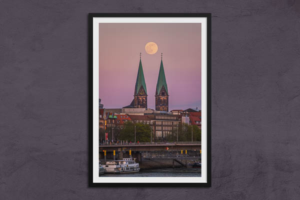 Poster / Kunstdruck | Vollmond über Bremen