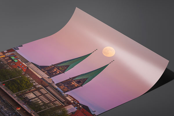 Kunstdruck / Poster | Vollmond über Bremen
