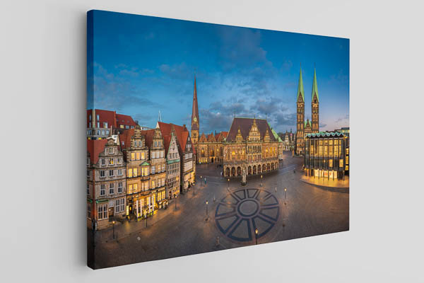 Canvas - Market square of Bremen at night