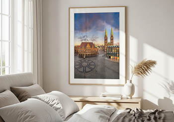 Wall Art | Market square of Bremen at sunset
