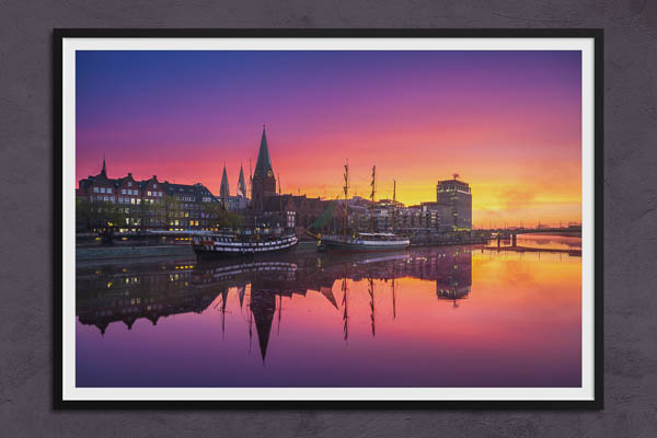 Poster / Kunstdruck | Sonnenaufgang an der Schlachte in Bremen