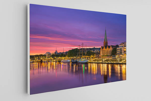 Canvas | Schlachte in Bremen at sunset