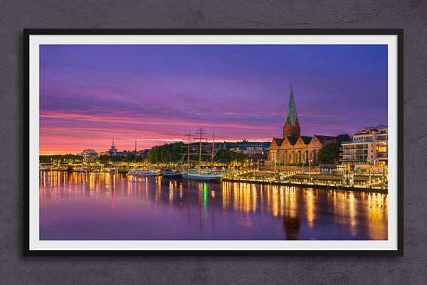 Fine Art Print | Schlachte in Bremen at sunset