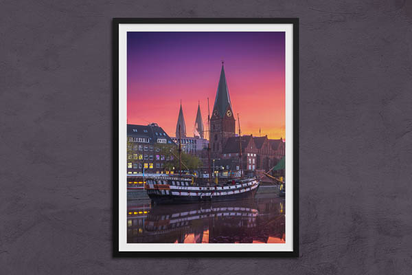 Poster / Kunstdruck | Sonnenaufgang an der Schlachte in Bremen