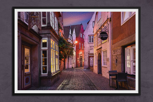 Fine Art Print | Schnoor in Bremen at night