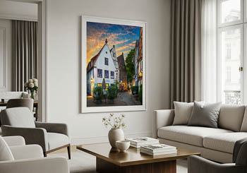 Wandbild | Sonnenaufgang im Schnoor, Bremen