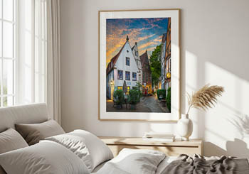 Wandbild | Sonnenaufgang im Schnoor, Bremen