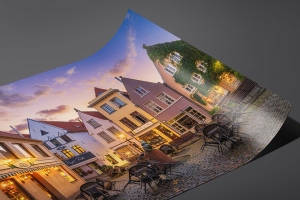 Kunstdruck / Poster | Sonnenaufgang im Schnoor, Bremen