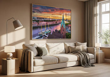St. Martini Church in Bremen at sunset | Wall Art mockup