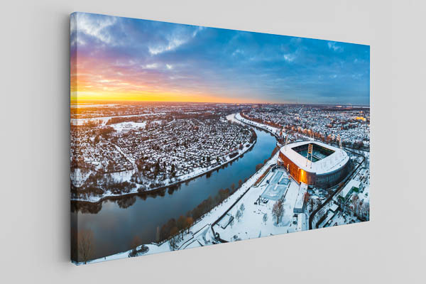 Leinwand | Weserstadion in Bremen bei einem Wintersonnenuntergang