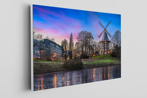 Canvas | Winter sunset at a windmill in Bremen