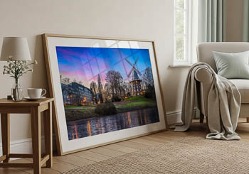 Wall Art | Winter sunset at a windmill in Bremen