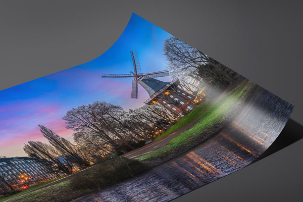 Fine Art Print | Winter sunset at a windmill in Bremen
