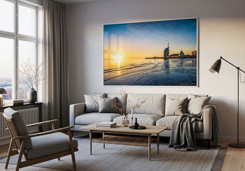 Wandbild | Sonnenuntergang an der Küste in Bremerhaven