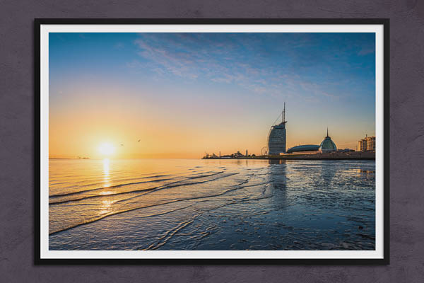Poster / Kunstdruck | Sonnenuntergang an der Küste in Bremerhaven