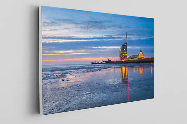 Leinwand | Weserufer bei Nacht in Bremerhaven