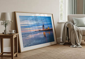 Wandbild | Weserufer bei Nacht in Bremerhaven