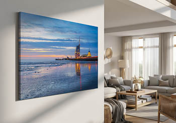 Wandbild | Weserufer bei Nacht in Bremerhaven