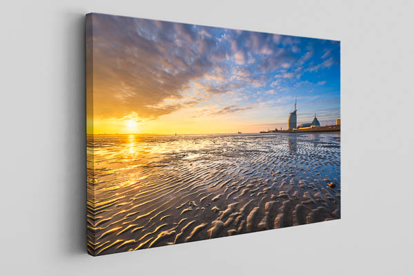 Canvas | Sunset at the Weser in Bremerhaven