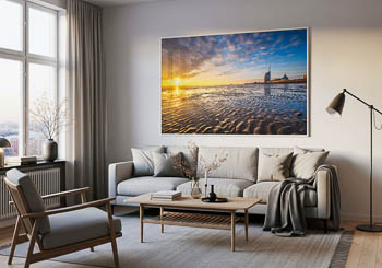 Wall Art | Sunset at the Weser in Bremerhaven