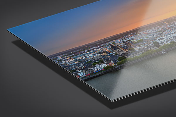 Acrylic Glass | Panorama of Cologne at sunset