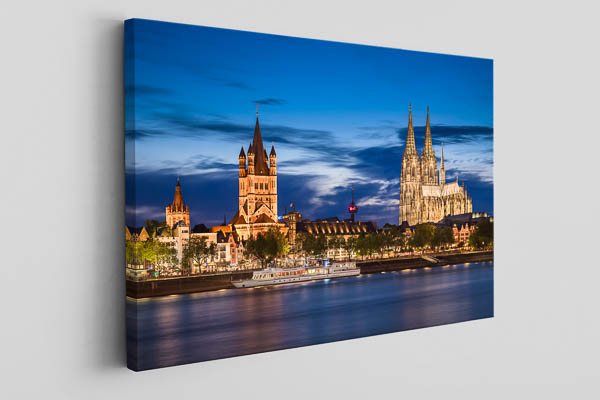 Leinwand | Altstadt und Kölner Dom bei Nacht