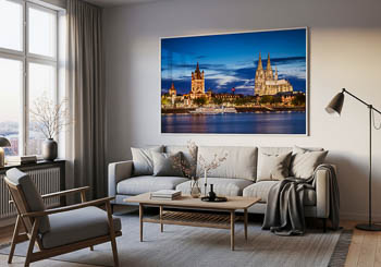 Wandbild | Altstadt und Kölner Dom bei Nacht