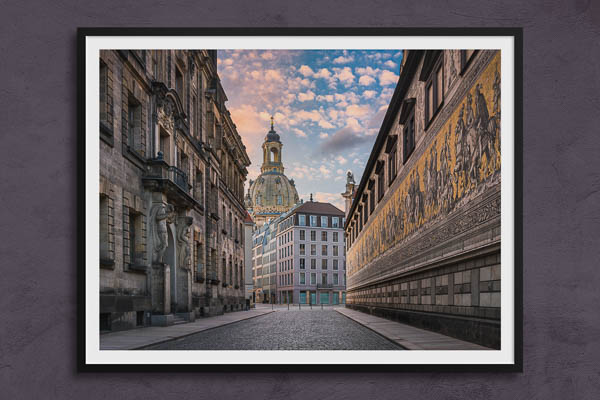 Poster / Kunstdruck | Frauenkirche und Fürstenzug in Dresden